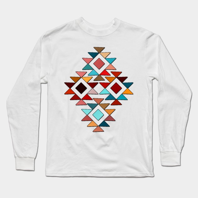 Golden Diamond Pattern (Aztec Inspired) Long Sleeve T-Shirt by RoxanneG